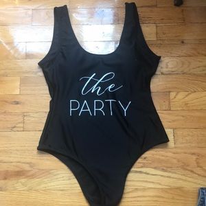 Black one-piece swimsuit